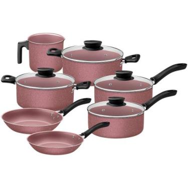 Imagem de Jogo de Panelas Tramontina de Alumínio Rosa 7 Peças Linz