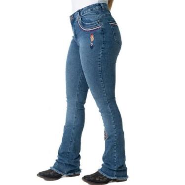 Imagem de Calca Feminina Bordada Premium Jeans Country Laicra Rodeio - Texas Far