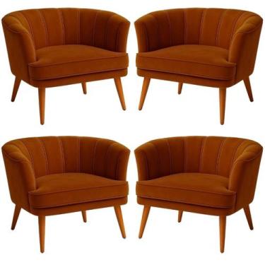 Imagem de Conjunto 4 Poltronas para Recepção Comercial Ergonômica Tecido Veludo 