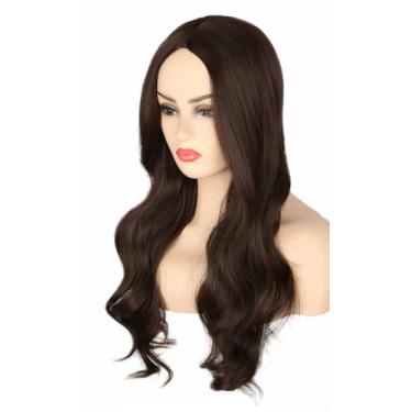 Imagem de Topcosplay Peruca feminina castanho-escuro, longo, ondulado, fantasia de Halloween