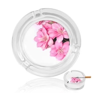 Imagem de Cinzeiro de cristal de flores bonitas, cinzeiro redondo de vidro resistente para fumar cinzeiro portátil decorativo moderno para uso em casa, escritório, interior, exterior, pátio