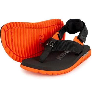 Imagem de Chinelo Infantil Kenner Kivah Run Kids - Preto e Laranja, 33/34