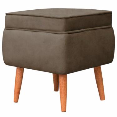 Imagem de Puff Banqueta Conflex Celine quadrado em tecido veludo chocolate pés de madeira maciça