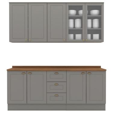 Imagem de Cozinha Modulada 200cm Ce854 Americana Cinza Nature Henn