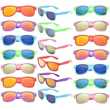 Imagem de YQVIE Pacote com 20 óculos de sol por atacado para homens e mulheres, óculos retrô baratos dos anos 70 para artigos de festa, 20neon, Large