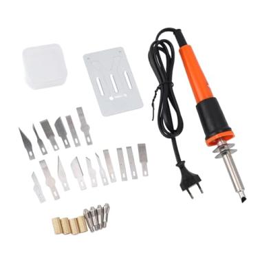 Imagem de HEEPDD Elétrica Hot Knife Cutter Kit, Multipurpose Stencil Cutter Set Com 16 Lâminas 4 Chuck Mangas Prático Elétrica Hot Knife Kit Ferramenta de Corte Com Metal (Plugue da UE 220V)