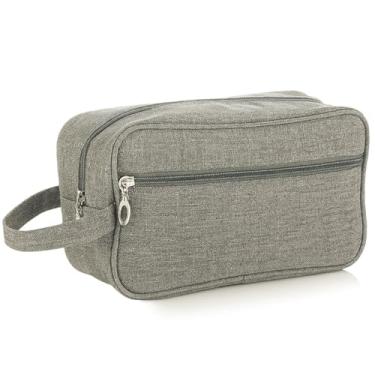 Imagem de Necessaire Masculina para Viagem Nylon com Alça Lateral Dois Compartimentos Bolsa de Toilette Executiva Organizador Perfumes Shampoo (CINZA)