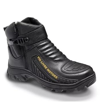 Imagem de Bota Motociclista Vulcan em Couro Leígítimo Cano Baixo (Preto, BR, Adulto, Numérico, 44)