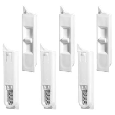 Imagem de 6 pares de trinco inclinado para janela, trava branca com mola de substituição, travas deslizantes de construção de plástico, pares de peças de janela e ferragens para acessórios de janelas domésticas