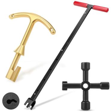 Imagem de Lanties Chave de medidor de água, chave de aço forçado de 93 cm, comprimento ajustável, 40 a 93 cm, com chave cruzada universal de 4 vias, caixa de medidor de água de latão, ferramenta para freio