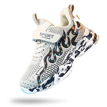 Imagem de BTKSDAS Sapatos Para Meninas Antiderrapantes, Confortáveis, Casuais E Seguros, Tênis Crianças, Treino, Academia, De Corrida, Atlético Meninos, Bege, Tamanho 2, Criança Pequena