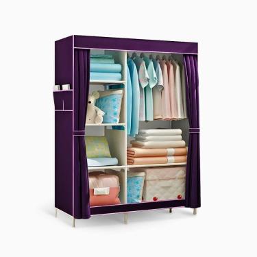 Imagem de Guarda Roupa Closet Dobrável Organizador Capa Tecido Roxo