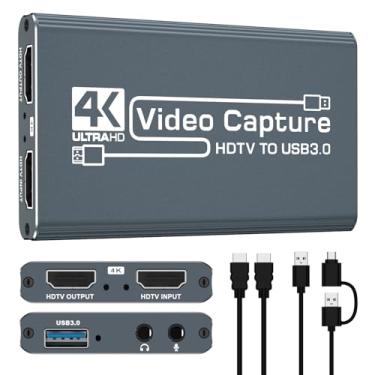 Imagem de Hanchuang Placa de captura HDMI 4K, 1080p 60FPS, dispositivo de captura de vídeo de jogos USB 3.0 para PS5/PS4/Xbox/Switch/OBS