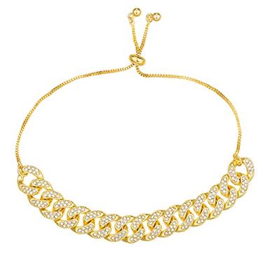 Imagem de kelistom Tornozeleira de elo cubano de ouro para mulheres e homens, pulseiras de tornozelo com strass e hip-hop banhadas a ouro branco 18K para mulheres e meninas adolescentes, Cristal