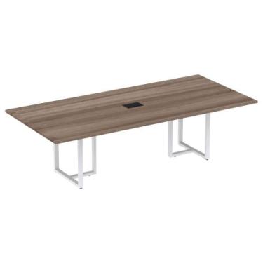 Imagem de Mesa de Reunião com Caixa de Tomada Retangular 260 x 120 cm Pé Tubular
