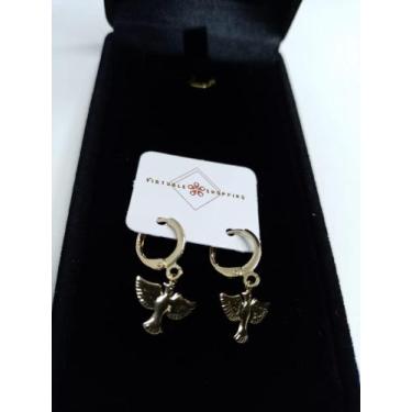 Imagem de Brinco Argolinha com Pássaro Banhado Ouro 18k VirtualeShopping