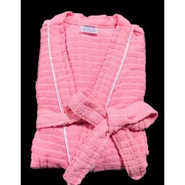 Imagem de Roupão de Banho Briza Atoalhado Adulto c/ Viés 100% Algodão Manga Curt