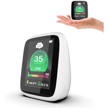 Imagem de Langkou Detector De Monóxido De Carbono Co, Monitor De Qualidade Do Ar Interno 5 Em 1, Alarme De Monitor De Nível De Co Com Display Lcd Claro, Aviso Sonoro E Luminoso, Monóxido De Carbono Com Temper