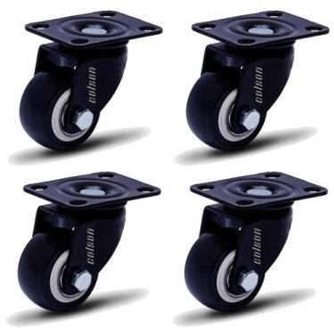 Imagem de Rodizio Black Para Carrinhos E Móveis Roda Preta Kit Glb 210 - Movifac