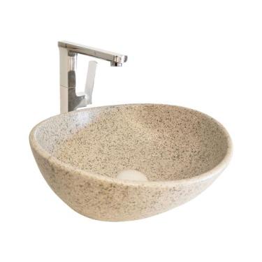 Imagem de Cuba para Banheiro Cerâmica Cinza Granito Oval 40cm Reno RC 8004