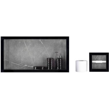 Imagem de Nicho Para Banheiro Em Porcelanato e Porta Papel Higiênico - kit com 2