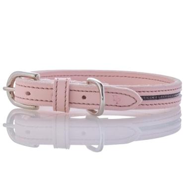 Imagem de Pet Passion Roxy – Coleira de cristal brilhante, couro vegano durável com latão e cristais para cães pequenos, médios, grandes, blush, médio