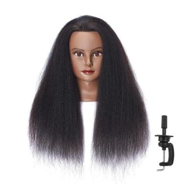 Imagem de Mannequin Head Hairlink Afro 100% Real Hair 16" com suporte