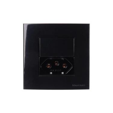 Imagem de Placa Para Móveis 80x80 Com Interruptor Simples 10a E Tomada 2p+t 20a Margirius Sleek Preto Ebony