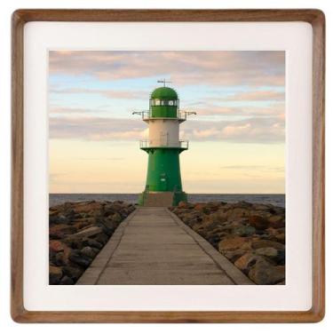 Imagem de Porta-retratos em madeira natural Zibrelte 8x8 com 6x6 Mat Walnu