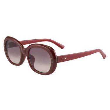 Imagem de HPIRME Óculos de sol polarizados formato oval estilo feminino masculino feminino (chá vermelho polarizado)