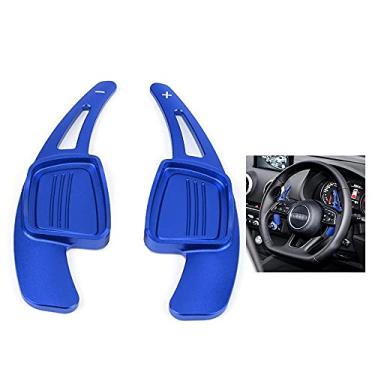 Imagem de HIBEYO 2 peças/par para Audi 3 5 A1 Q7 A4L A6L A7 A8 S4 S5 Q2 Q5L RS6 A4 S6 RS3 RS7 S3 Q2 Acessórios de carro esportivo azul volante maior Paddle Shifter Capas de extensão de substituição