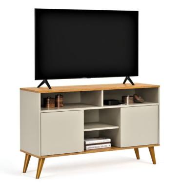 Imagem de Rack Intense 1.10 Tv 32 Polegadas Nichos Prateleiras Pés Pvc Decoração