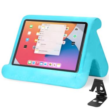 Imagem de Suporte universal multiângulo para tablet - suporte macio com suporte de telefone preto para colo, joelho, sofá e cama, compatível com iPad Pro 9.7, 10.5, 12.9 Air Mini 4 3, Kindle, Galaxy Tab