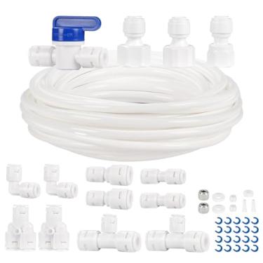 Imagem de Kit de linha de água, tubo de abastecimento de água para refrigerador, tubo de água para máquina de gelo de 1/10.2 cm O.D. Kit de conector de mangueira de água e geladeira para sistemas RO de máquina