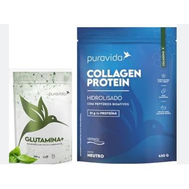 Imagem de Collagen (Colágeno) Protein Sabor Neutro de 450g + Glutamina de 300g-Pura Vida