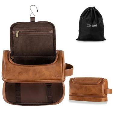 Imagem de Bolsa de higiene Elviros Leather Travel Organizer resistente à água