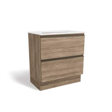 Imagem de Módulo Cozinha Kappesberg Maxxi Balcão G755 p/Cooktop 2 Gavetas c/Tampo 80cm Nogal/Branco-Kappesberg