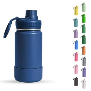Imagem de Garrafa Térmica Infantil - 350ml, Aço Inox 304 Parede Dupla de Isolamento 24horas Gelado, Tampa Rosca De Segurança, Anti Vazamento, Base Silicone AntiDerrapante, BPA Free (Azul Marinho)