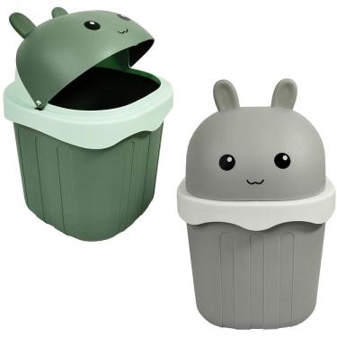 Imagem de Lixeira Mesa Plastic Quadrada Tamp Coelho Color 22X14,6X14,6