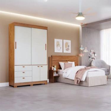 Imagem de Guarda-Roupa Solteiro 2 portas Correr 3 Gavetas Alice Panan Roupeiro