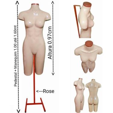 Imagem de Manequim feminino (Meio corpo definido N.38) bege com tampa rose + ped