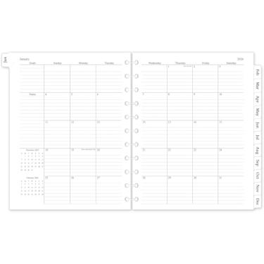 Imagem de Recarga de agenda mensal 2026, inserções de planejador de tamanho carta A4 para 11 discos, 21,5 x 28 cm, janeiro de 2026 a dezembro de 2026, 12 calendários mensais com abas laminadas