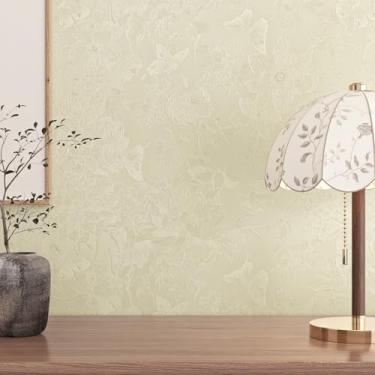 Imagem de Wallderful Papel de parede em relevo papel de parede bege creme floral texturizado papel de parede peônia flor menina papel de parede para armário de quarto decoração parede 40 x 198 cm forro de