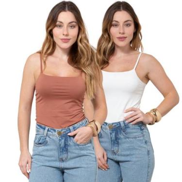 Imagem de Kit 2 Regatas Feminina de Alcinha em Poliamida - Maranne, Kit21, GG