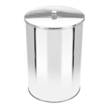 Imagem de Lixeira Office Redonda Com Tampa Em Aço Inox 5 Litros