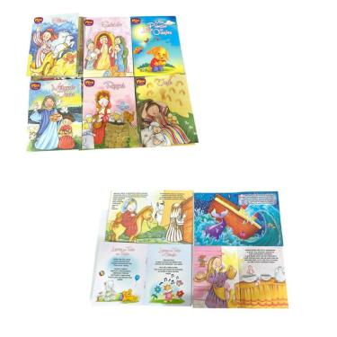 Imagem de Kit 5 Mini Livros Evangélicos Infantil Bíblicos Coloridos
