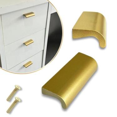 Imagem de 6 Puxador Dourado Fosco, p/ Móveis, Gavetas, Armários Metal - Compras 