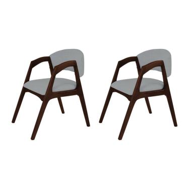 Imagem de Conjunto com 2 Cadeiras de Jantar Estofada Gabriela Castanho Linho Cinza