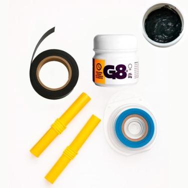 Imagem de Kit Profissional Mega Hair  Cola G8 Preta, Papel Térmico, Fita Dupla F