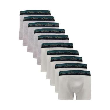 Imagem de Kit 10 Cuecas Zorba Boxer Max Algodão 702 Branco/Mescla - M, Branco, M